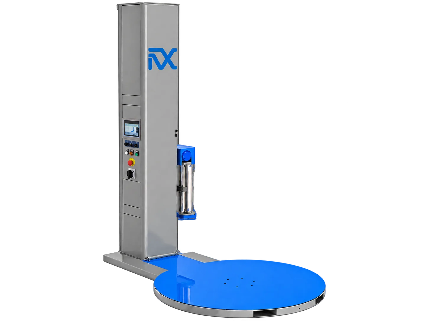 WP2 pallet wrapper with IVX logo and touchscreen